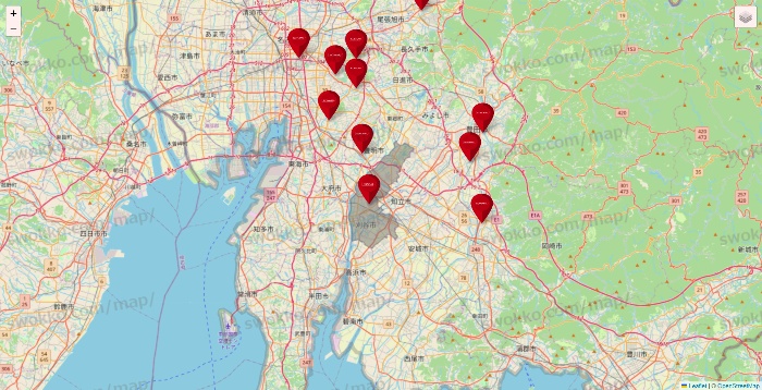 愛知県のコナミスポーツクラブの店舗地図