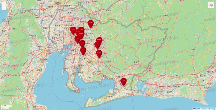 愛知県のコナミスポーツクラブの店舗地図