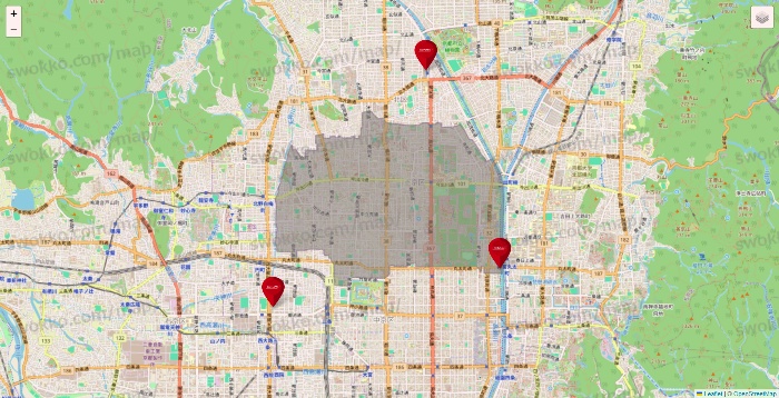 京都府のコナミスポーツクラブの店舗地図