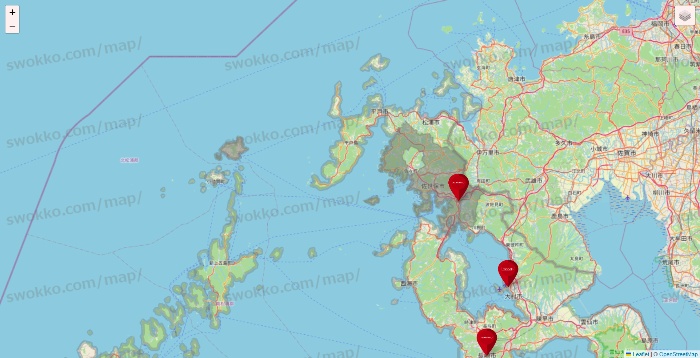 長崎県のコナミスポーツクラブの店舗地図