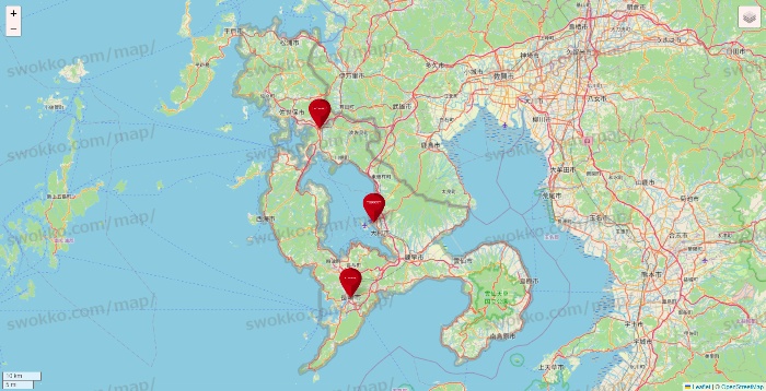 長崎県のコナミスポーツクラブの店舗地図