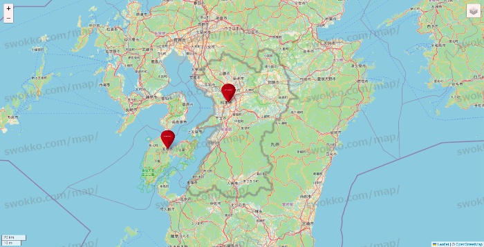 熊本県のコナミスポーツクラブの店舗地図