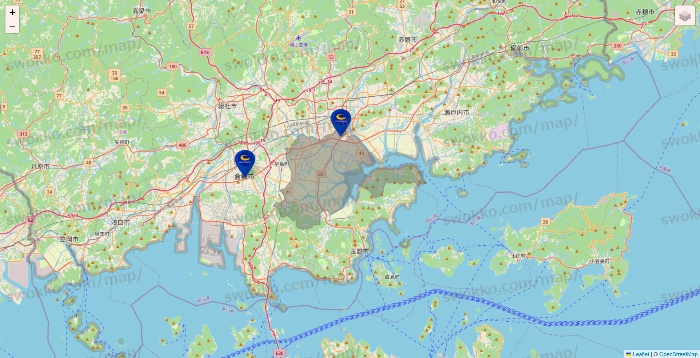 岡山県のコート・ダジュールの店舗地図