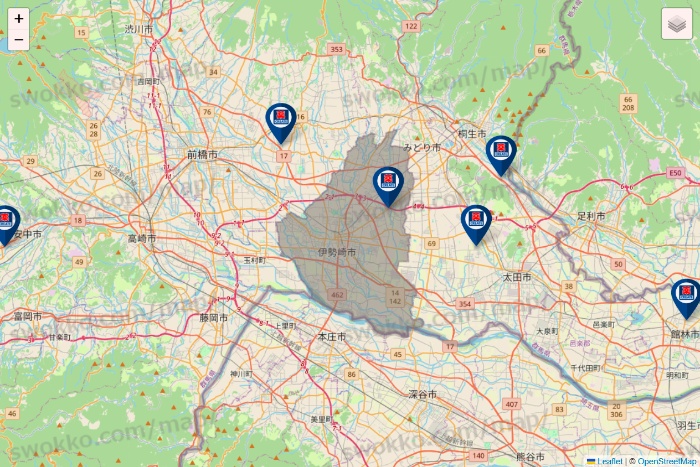 群馬県のクリエイトSDの店舗地図