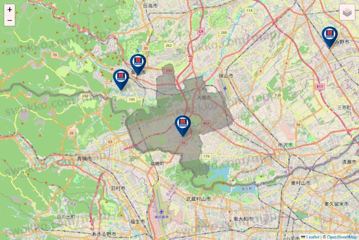 埼玉県のクリエイトSDの店舗地図