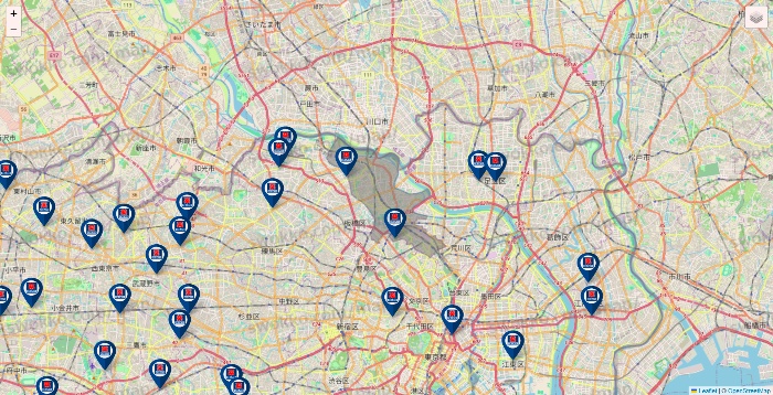東京都のクリエイトSDの店舗地図