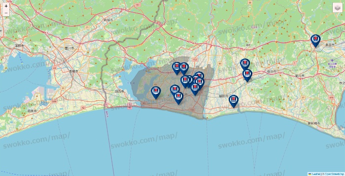 静岡県のクリエイトSDの店舗地図