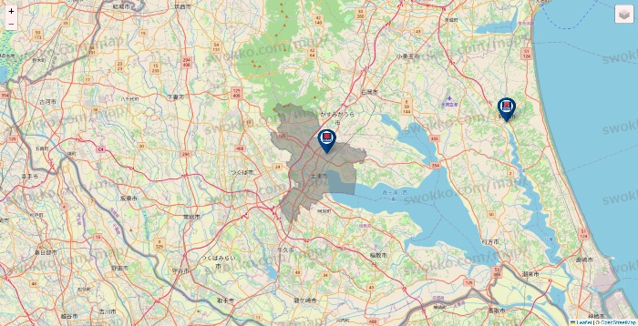 茨城県のクリエイトSDの店舗地図