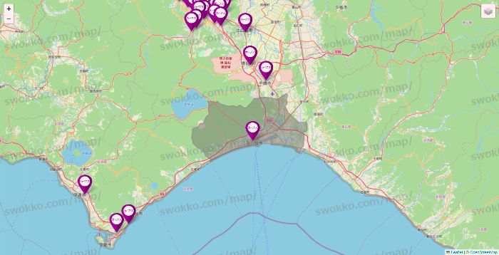 北海道のカーブスの店舗地図