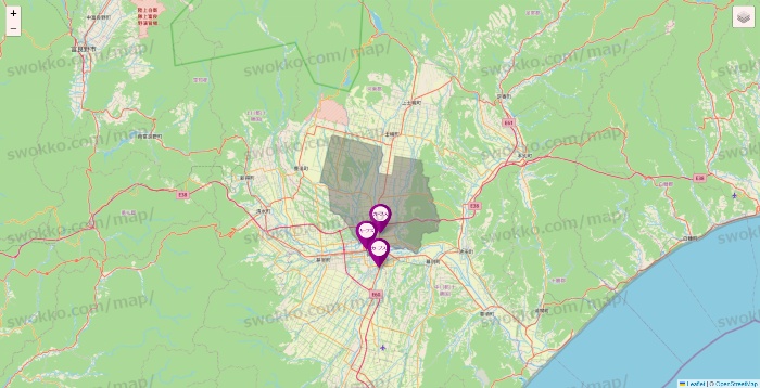 北海道のカーブスの店舗地図