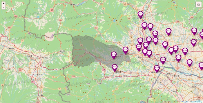 群馬県のカーブスの店舗地図