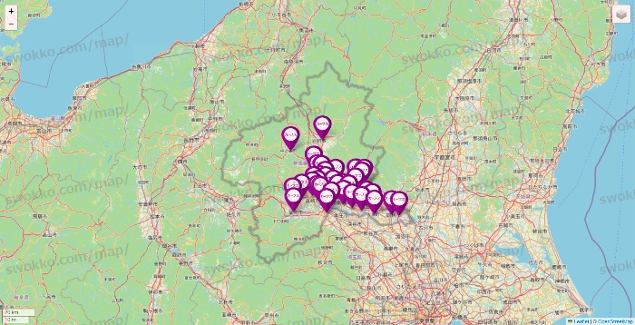 群馬県のカーブスの店舗地図