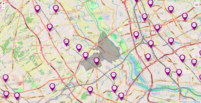 埼玉県のカーブスの店舗地図