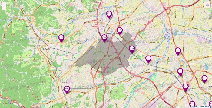 埼玉県のカーブスの店舗地図