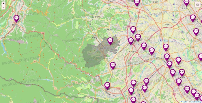 埼玉県のカーブスの店舗地図