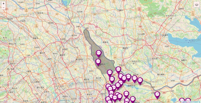千葉県のカーブスの店舗地図