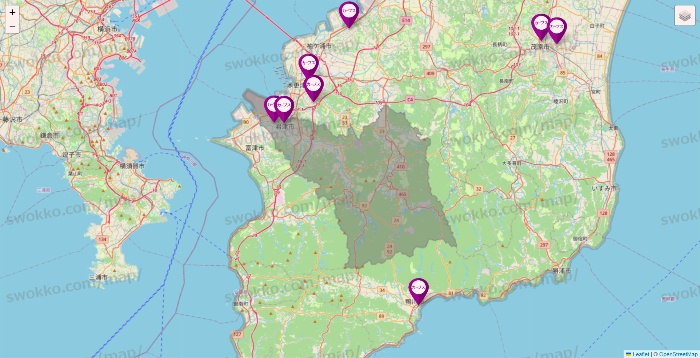 千葉県のカーブスの店舗地図