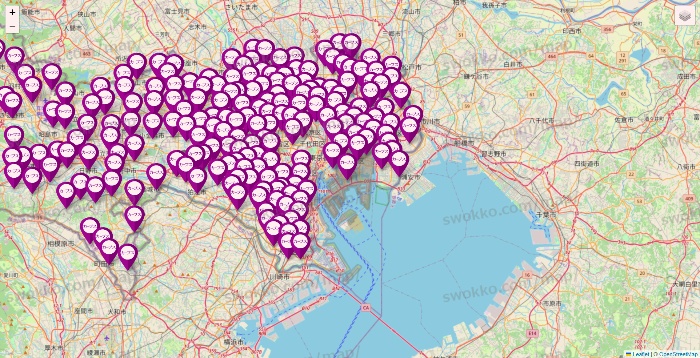 東京都のカーブスの店舗地図