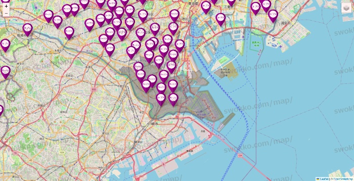 東京都のカーブスの店舗地図