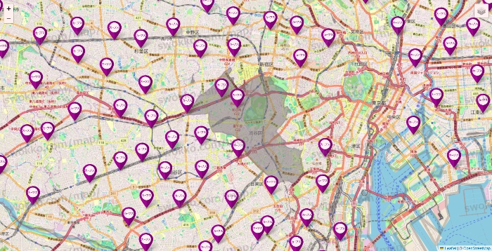 東京都のカーブスの店舗地図