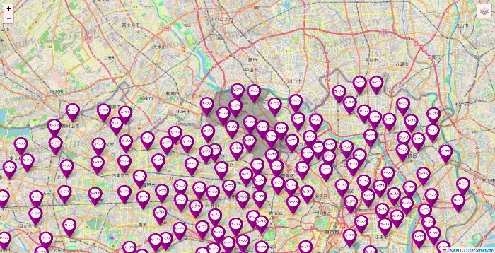 東京都のカーブスの店舗地図