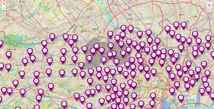 東京都のカーブスの店舗地図