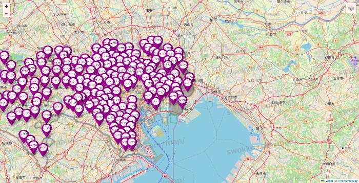 東京都のカーブスの店舗地図