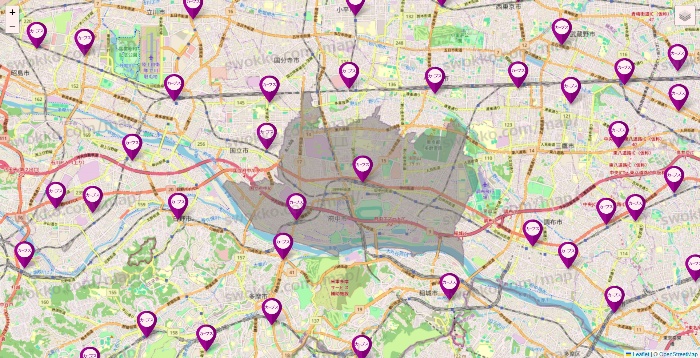 東京都のカーブスの店舗地図
