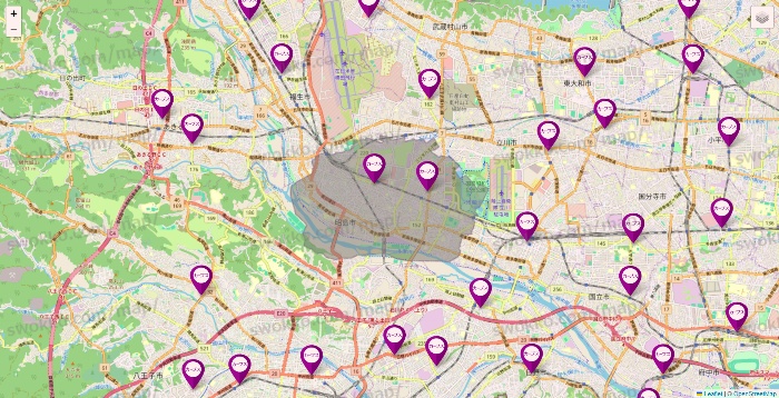 東京都のカーブスの店舗地図