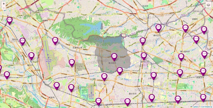 東京都のカーブスの店舗地図