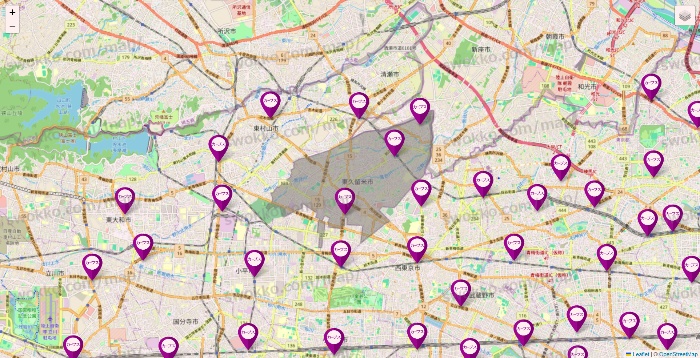 東京都のカーブスの店舗地図