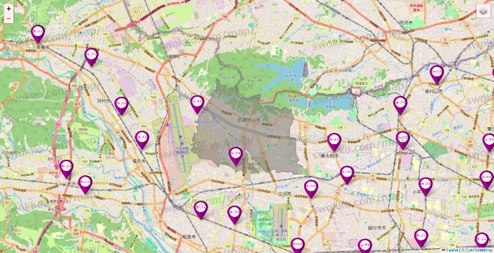 東京都のカーブスの店舗地図