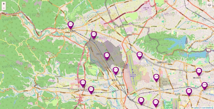 東京都のカーブスの店舗地図