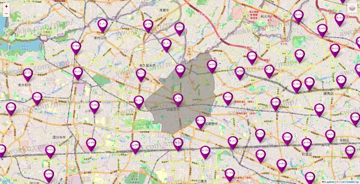 東京都のカーブスの店舗地図