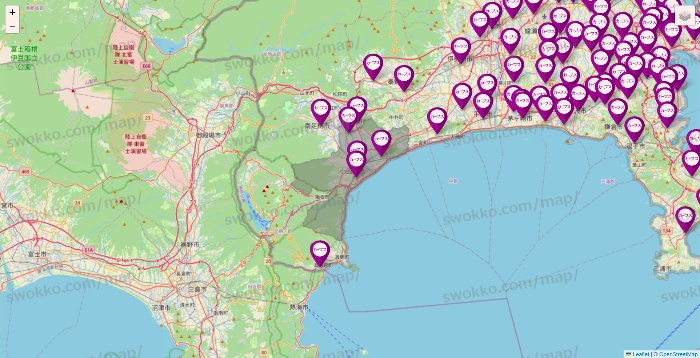 神奈川県のカーブスの店舗地図