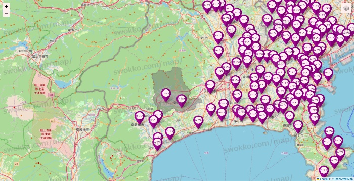 神奈川県のカーブスの店舗地図