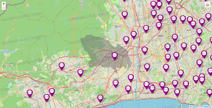 神奈川県のカーブスの店舗地図