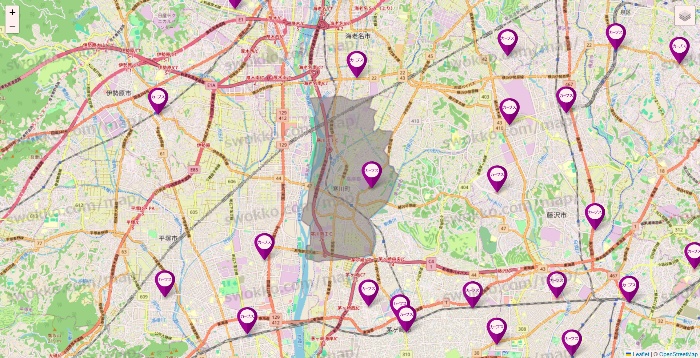 神奈川県のカーブスの店舗地図