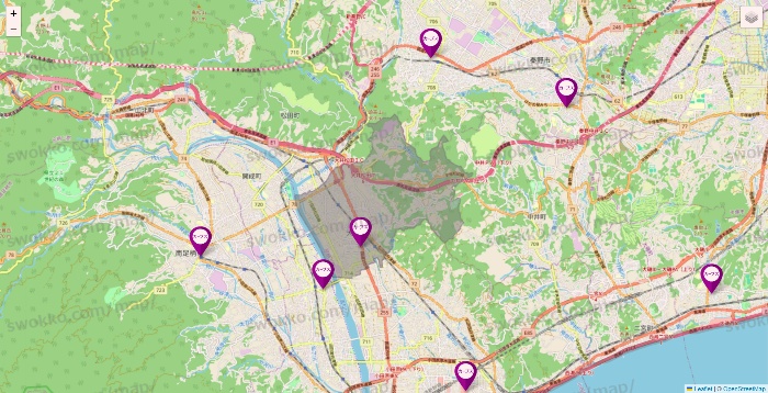 神奈川県のカーブスの店舗地図
