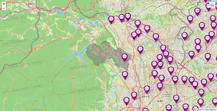 神奈川県のカーブスの店舗地図