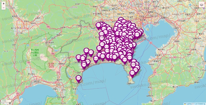 神奈川県のカーブスの店舗地図