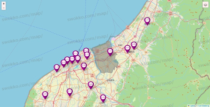 新潟県のカーブスの店舗地図
