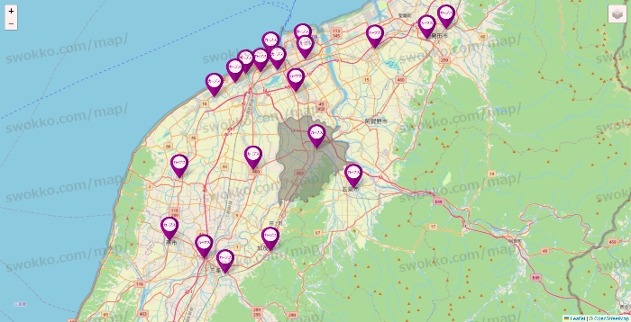 新潟県のカーブスの店舗地図