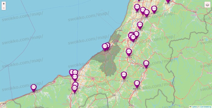 新潟県のカーブスの店舗地図