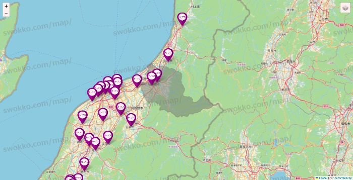 新潟県のカーブスの店舗地図