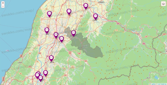 新潟県のカーブスの店舗地図