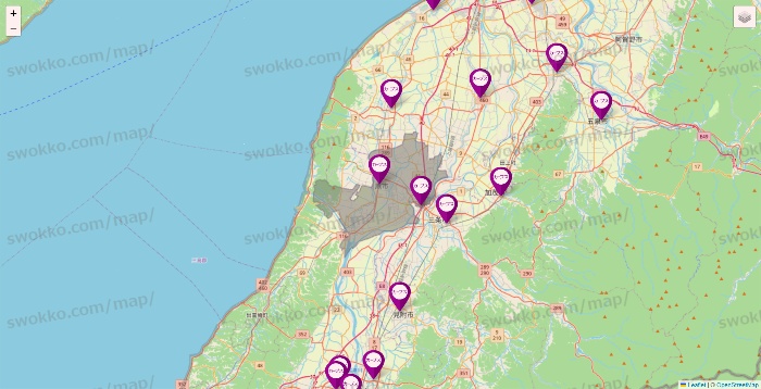 新潟県のカーブスの店舗地図