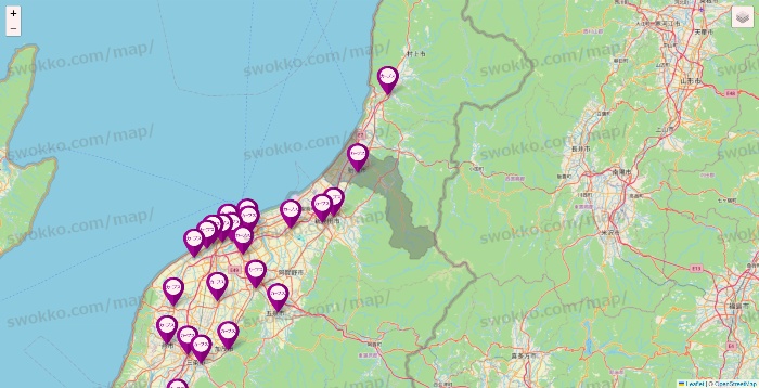 新潟県のカーブスの店舗地図