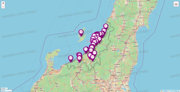 新潟県のカーブスの店舗地図