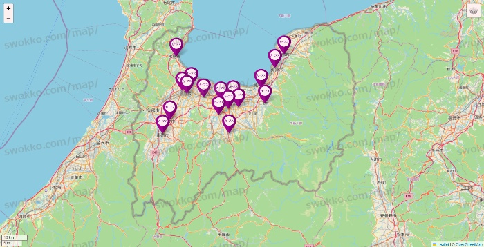 富山県のカーブスの店舗地図